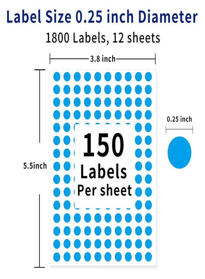 Yeachlaing 0.25 Inch Round Permanent Adhesive Color-Code Dot Stickers,Blue,Pack of 1800 - Image 2
